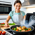 Healthy Cooking Methods**

"A brightly lit kitchen scene. A woman, fully clothed in an apron and modest attire, is steaming vegetables in a bamboo steamer. A grill with lean chicken is visible in the background. An air fryer sits on the counter. Safe for work, appropriate content, fully clothed, professional cooking, perfect anatomy, natural proportions, food photography, high quality."

**