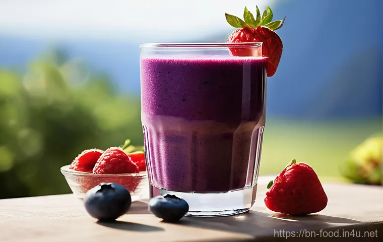 스무디 재료 추천 - **Prompt: "A vibrant, refreshing green detox smoothie held by a radiant young woman in a bright, mod...