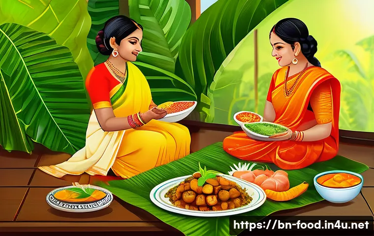 영양 보충제와 식자재 비교 - A vibrant and detailed illustration of a traditional Bengali family meal scene, featuring fresh natu...